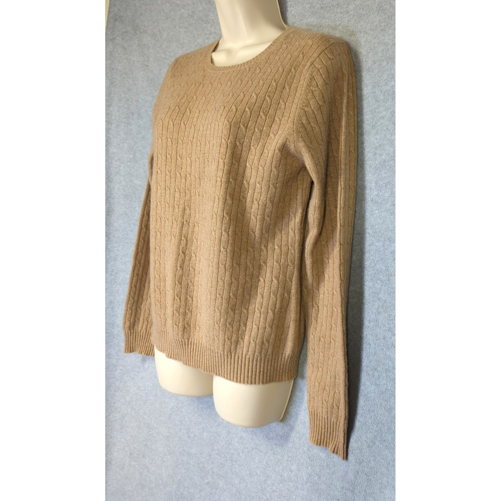KINROSS Cashmere Sweater Women M 100% 2-Ply Cable Knit Crewneck Quiet Luxury